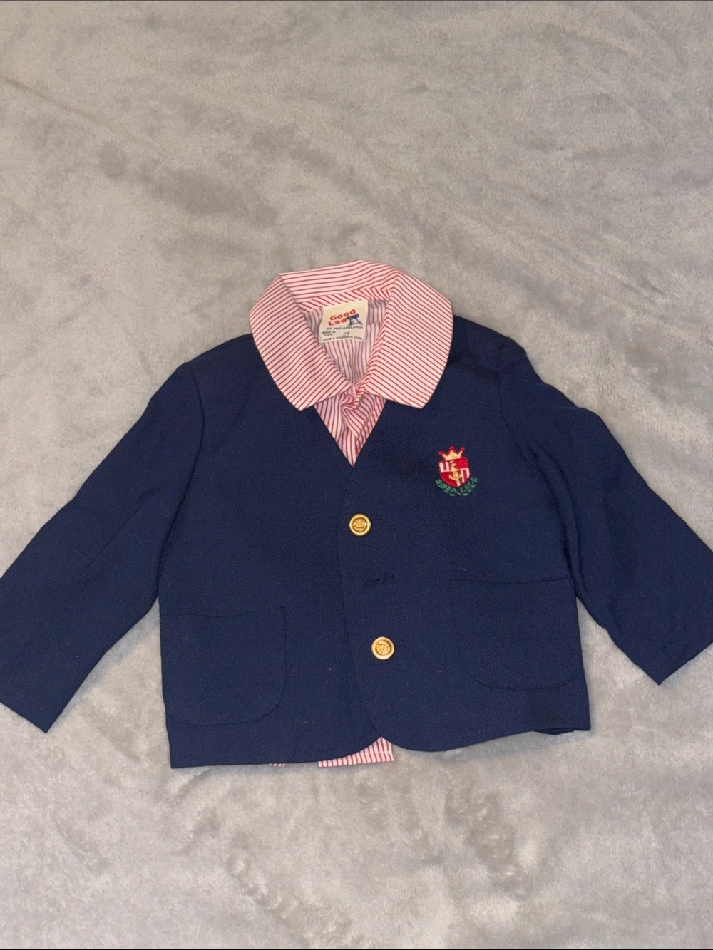 Good Lad Navy Blazer with Red Crest and Gold Buttons